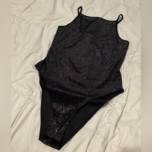 H&M DIVIDED black sparkle body suit, Size medium